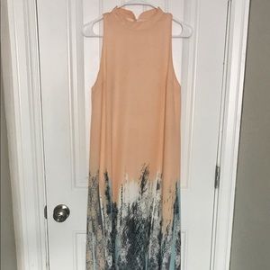 Pink and painted blue maxi dress